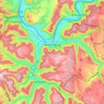 Miltenberg topographic map, elevation, terrain