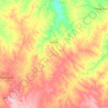 Pedroche topographic map, elevation, terrain