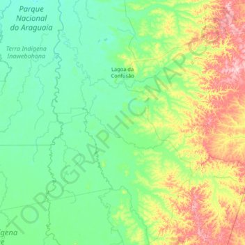 Lagoa da Confusão topographic map, elevation, terrain