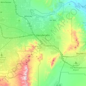 Henderson topographic map, elevation, terrain