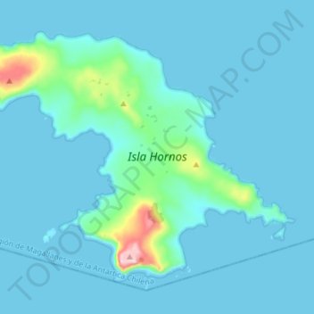 Isla Hornos topographic map, elevation, terrain