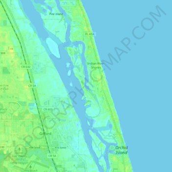 Indian River Shores topographic map, elevation, terrain