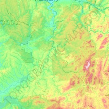 Kondoma River topographic map, elevation, terrain