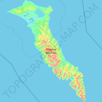 Île Béring topographic map, elevation, terrain