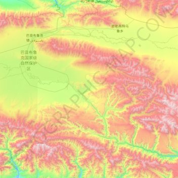巴音布鲁克镇 topographic map, elevation, terrain