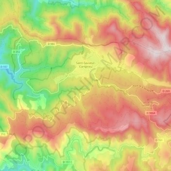 Saint-Sauveur-Camprieu topographic map, elevation, terrain