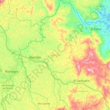 Marinilla topographic map, elevation, terrain