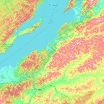 Pribaykalsky Rayon topographic map, elevation, terrain