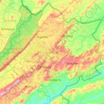 Cankuzo topographic map, elevation, terrain