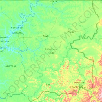 Gabu Region topographic map, elevation, terrain