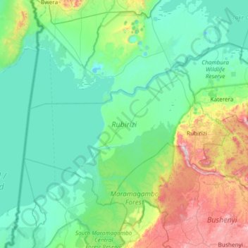 Rubirizi topographic map, elevation, terrain