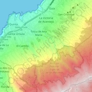 La Victoria de Acentejo topographic map, elevation, terrain