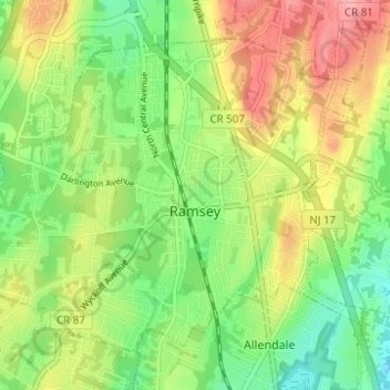 Ramsey topographic map, elevation, terrain