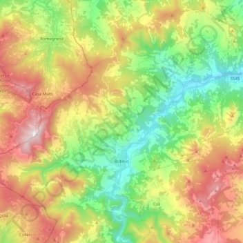 Bobbio topographic map, elevation, terrain