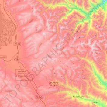 San Pedro de Cajas topographic map, elevation, terrain