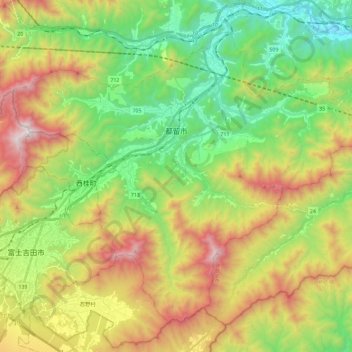 Tsuru topographic map, elevation, terrain