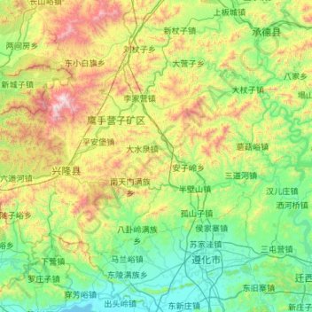 兴隆县 topographic map, elevation, terrain