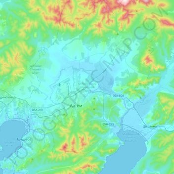 Артёмовский городской округ topographic map, elevation, terrain