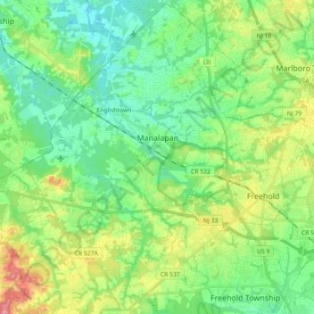 Manalapan Township topographic map, elevation, terrain