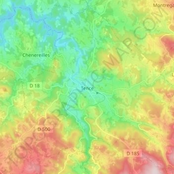 Tence topographic map, elevation, terrain
