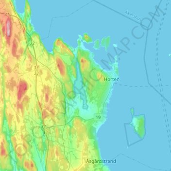 Horten topographic map, elevation, terrain