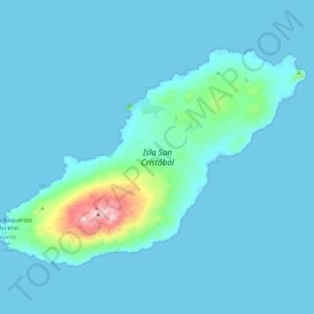 Isla San Cristóbal topographic map, elevation, terrain