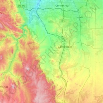 Douglas County topographic map, elevation, terrain