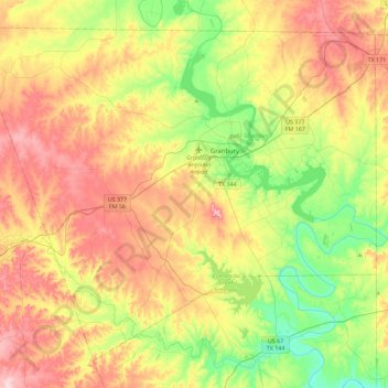 Hood County topographic map, elevation, terrain