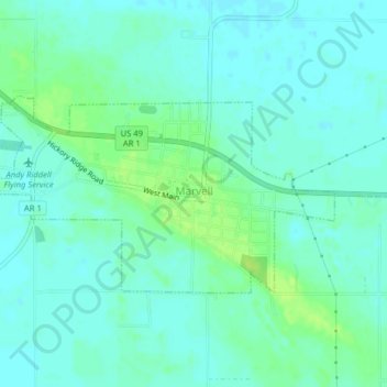 Marvell topographic map, elevation, terrain