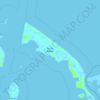 Isla de Zapara topographic map, elevation, terrain
