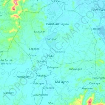 Panitan topographic map, elevation, terrain