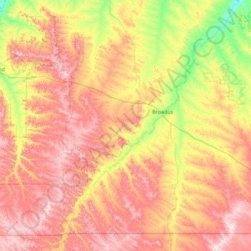 Powder River County topographic map, elevation, terrain