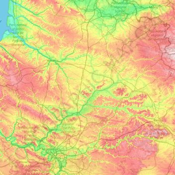 Picardie topographic map, elevation, terrain