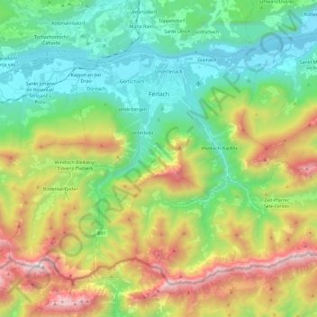 Ferlach topographic map, elevation, terrain