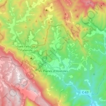 les Planes d'Hostoles topographic map, elevation, terrain