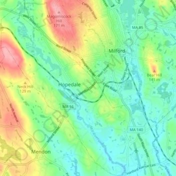Hopedale topographic map, elevation, terrain