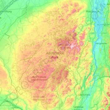 Adirondack Park topographic map, elevation, terrain