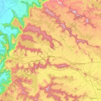 Mawal topographic map, elevation, terrain