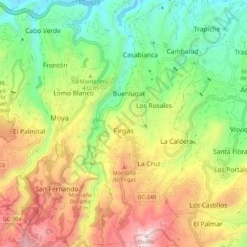 Firgas topographic map, elevation, terrain