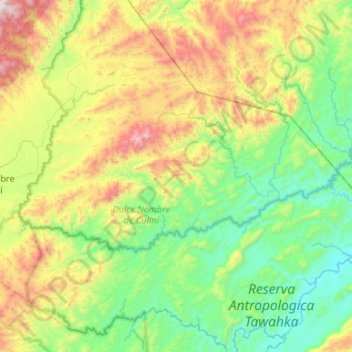 Río Wampu topographic map, elevation, terrain