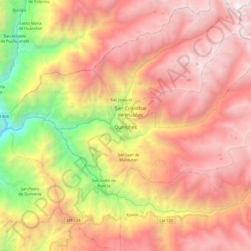 Quinches topographic map, elevation, terrain