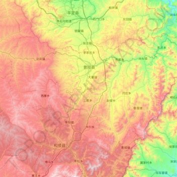 昔阳县 topographic map, elevation, terrain