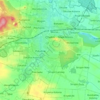 Chełm topographic map, elevation, terrain