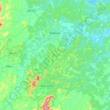 Itabuna topographic map, elevation, terrain