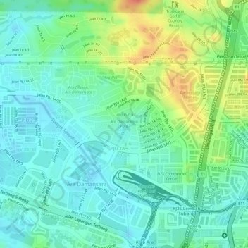 Ara Damansara Park topographic map, elevation, terrain