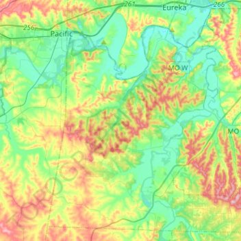 Meramec Township topographic map, elevation, terrain