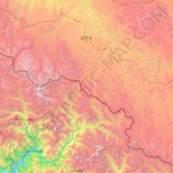 达巴乡 topographic map, elevation, terrain