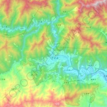 龙安镇 topographic map, elevation, terrain