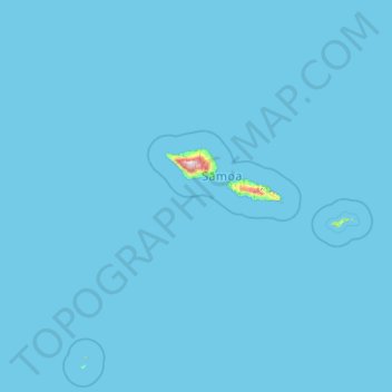 Samoa Islands topographic map, elevation, terrain
