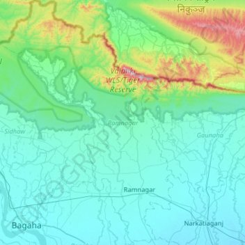 Ramnagar topographic map, elevation, terrain